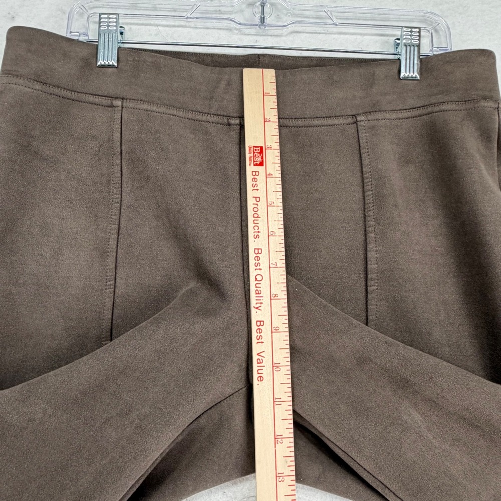 Andrew Marc Faux Suede Pintuck Ponte Lined Pants Women Large Brown Equestrian - Picture 3 of 9